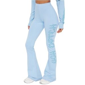 Von Dutch Fire Racer Rhinestone Flared Pant - Blue